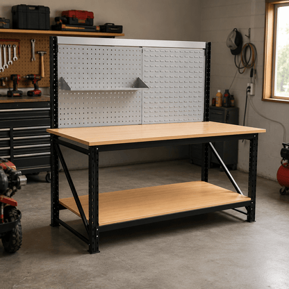 Heavy Duty Workbench with Pegboard Tool Storage Shelf 70.9" x 35.4" WB1890 - with | Sold by Uncle Wiener's Wholesale