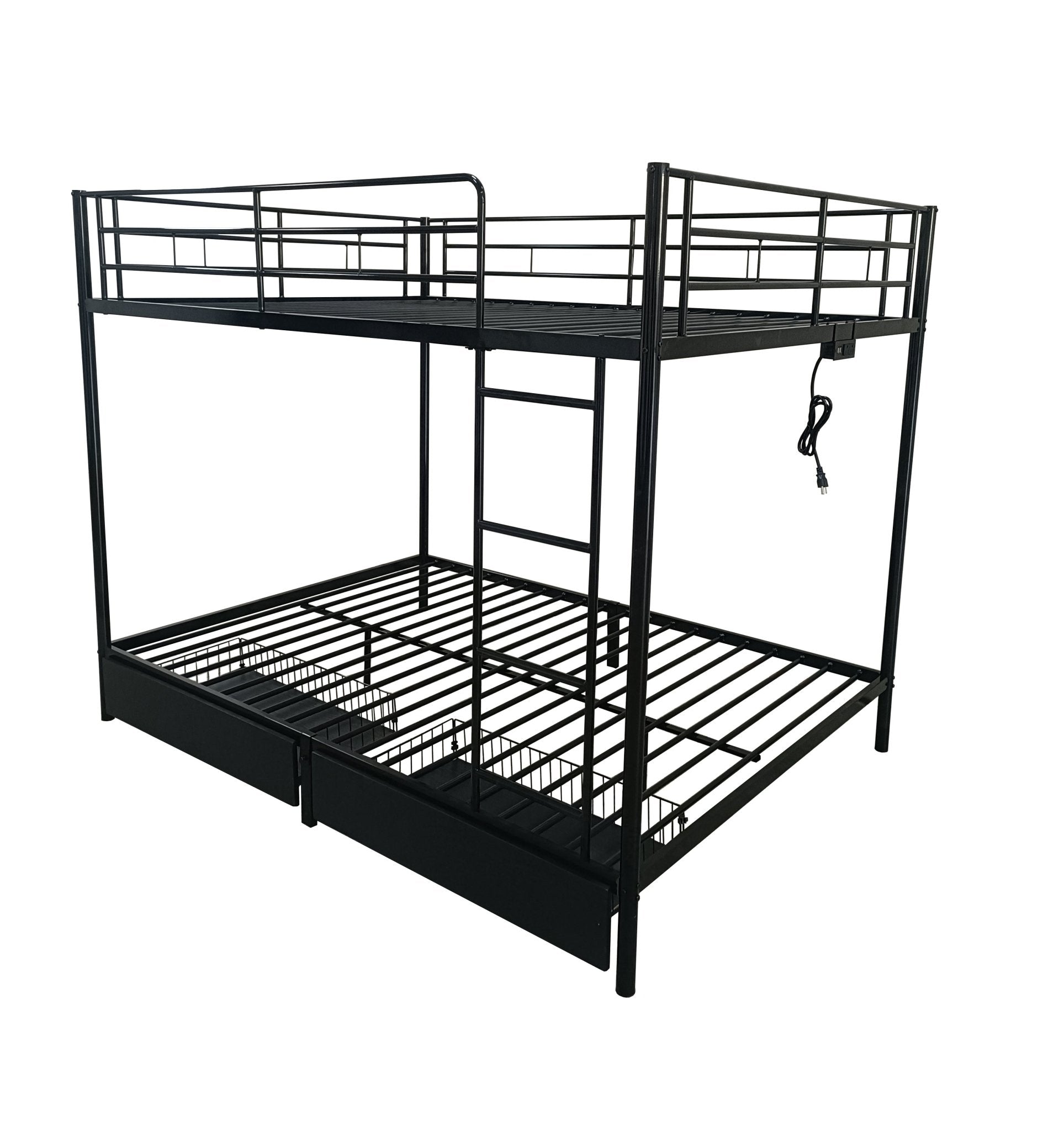 Heavy‑Duty Full‑Size Metal Bunk Bed with Integrated USB Charging Ports K4025 - with | Sold by Uncle Wiener's Wholesale