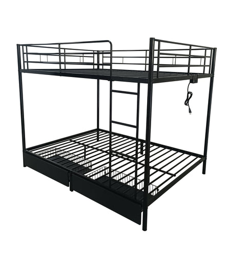 Heavy‑Duty Full‑Size Metal Bunk Bed with Integrated USB Charging Ports K4025 - with | Sold by Uncle Wiener's Wholesale