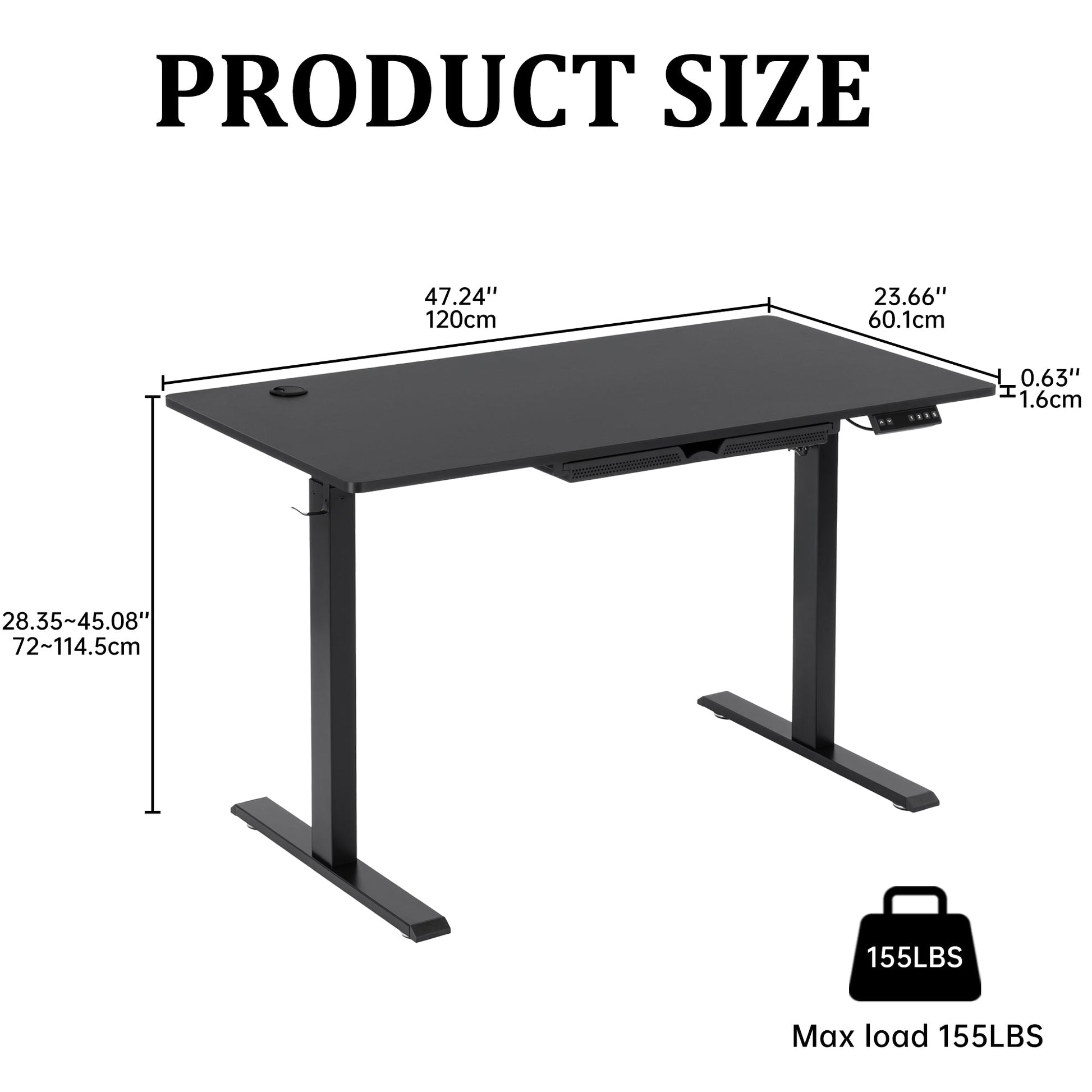 Height Adjustable Electric Standing Desk 47" x 23" Sit Stand Workstation AMACT1260 - with | Sold by Uncle Wiener's Wholesale