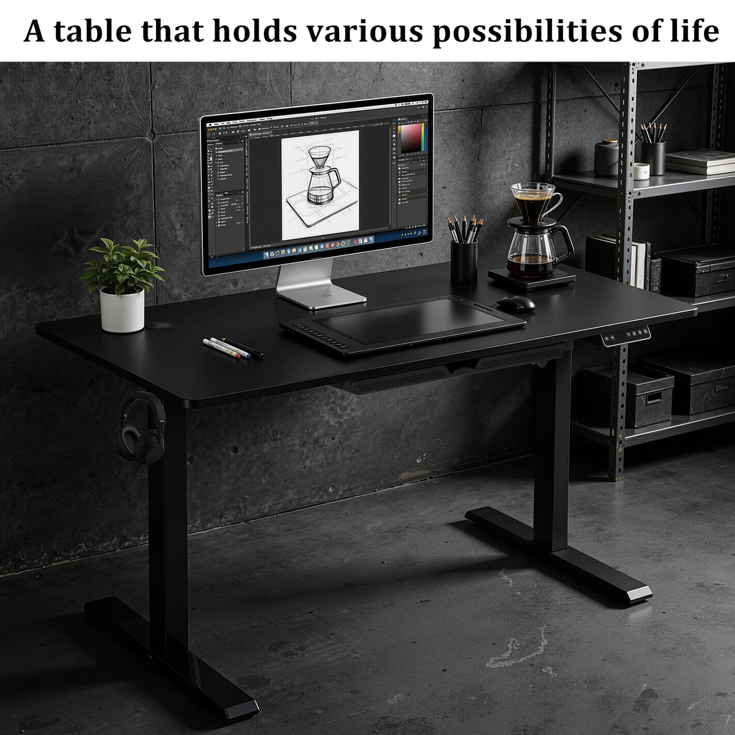 Height Adjustable Electric Standing Desk 47" x 23" Sit Stand Workstation AMACT1260 - with | Sold by Uncle Wiener's Wholesale