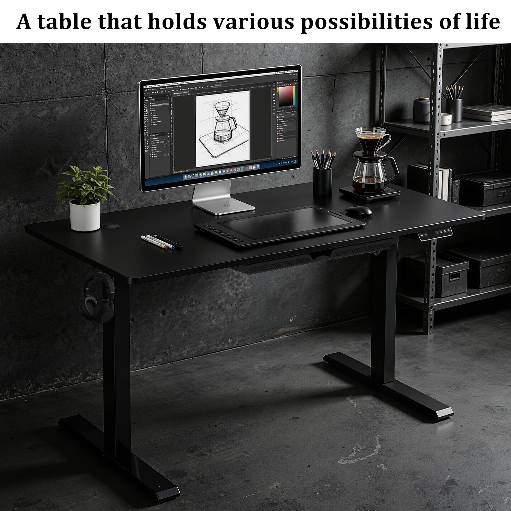 Height Adjustable Electric Standing Desk 47" x 23" Sit Stand Workstation AMACT1260 - with | Sold by Uncle Wiener's Wholesale