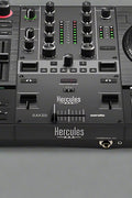 Hercules DJControl Inpulse T7 full controller top-down view

Close-up of motorized jog wheel and fader section

Controller in action with RGB pads lit

Rear I/O port layout and connections