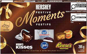 HERSHEY Festive Moments Assorted Chocolate Gift Box – 265g Holiday Candy with REESE’S, HERSHEY’S KISSES & YORK Peppermint Patties