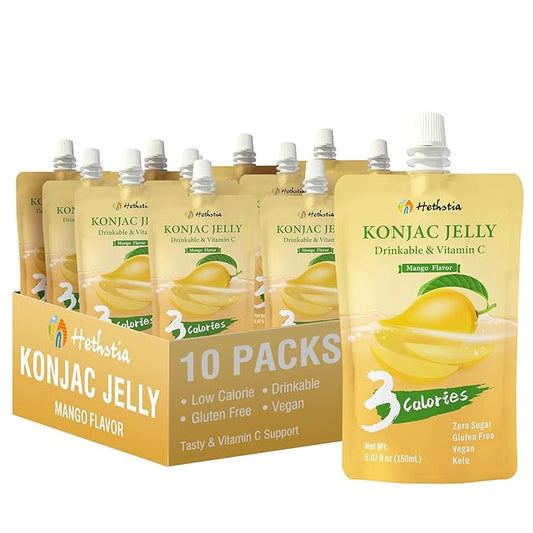 Hethstia Konjac Jelly Drinkable Squeeze Pouches 10 - Pack Low Calorie Gluten - Free Snack - Snack with | Sold by Uncle Wiener's Wholesale