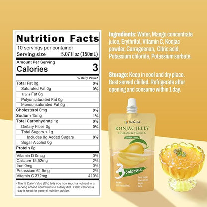 Hethstia Konjac Jelly Drinkable Squeeze Pouches 10 - Pack Low Calorie Gluten - Free Snack - Snack with | Sold by Uncle Wiener's Wholesale