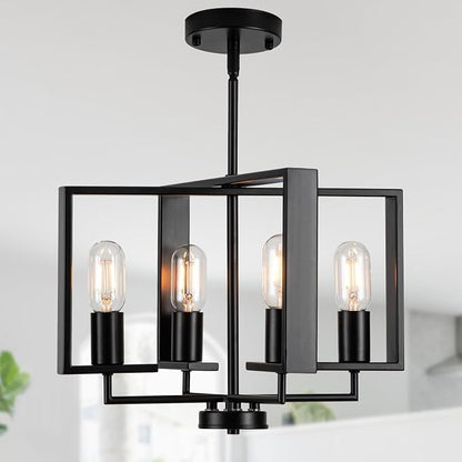 HFYOXK 4-Light Farmhouse Chandelier – 16.14" Black Industrial Pendant Ceiling Light with Adjustable Height for Dining Room, Kitchen Island & Entryway - Furniture with | Sold by Uncle Wiener's Wholesale