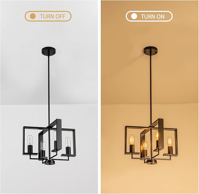 HFYOXK 4-Light Farmhouse Chandelier – 16.14" Black Industrial Pendant Ceiling Light with Adjustable Height for Dining Room, Kitchen Island & Entryway - Furniture with | Sold by Uncle Wiener's Wholesale