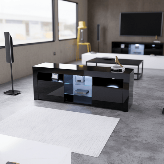 High-Gloss LED Media Cabinets - General Equipment with BLACK | Sold by Uncle Wiener's Wholesale