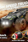 High-Speed 1:10 RC Off-Road Truck Racing at 80 km/h with LED Lights