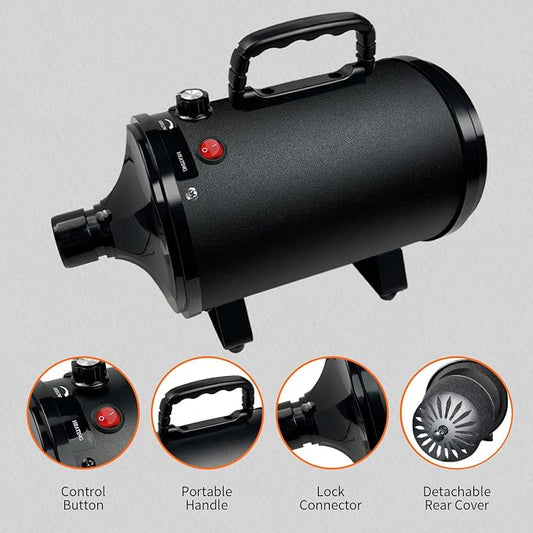 High Velocity Dog Dryer – Professional Pet Grooming Blow Dryer with Adjustable Speed, Heat & 4 Nozzles - Pet products with | Sold by Uncle Wiener's Wholesale