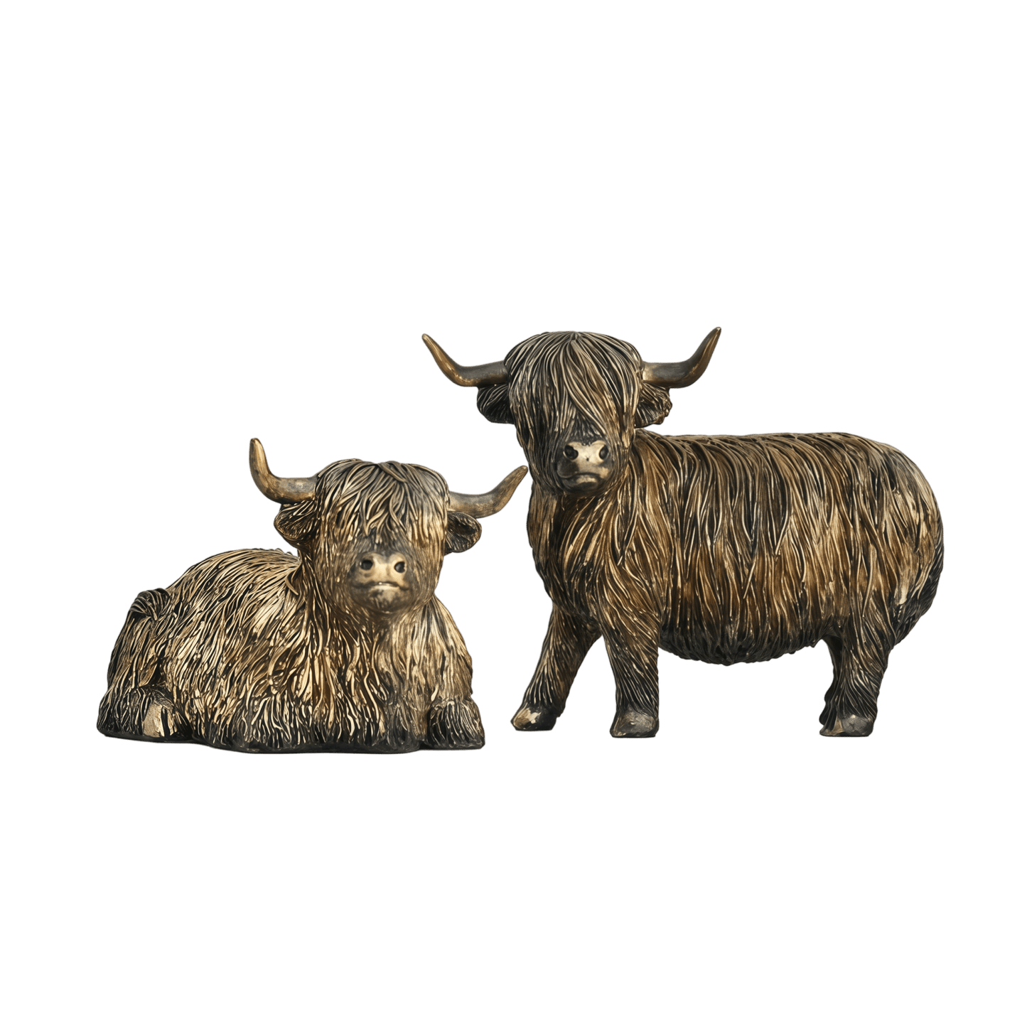Highland Cow Figurine Set Standing & Lying Resin Farmhouse Animal Decor ARCTT2 - with | Sold by Uncle Wiener's Wholesale