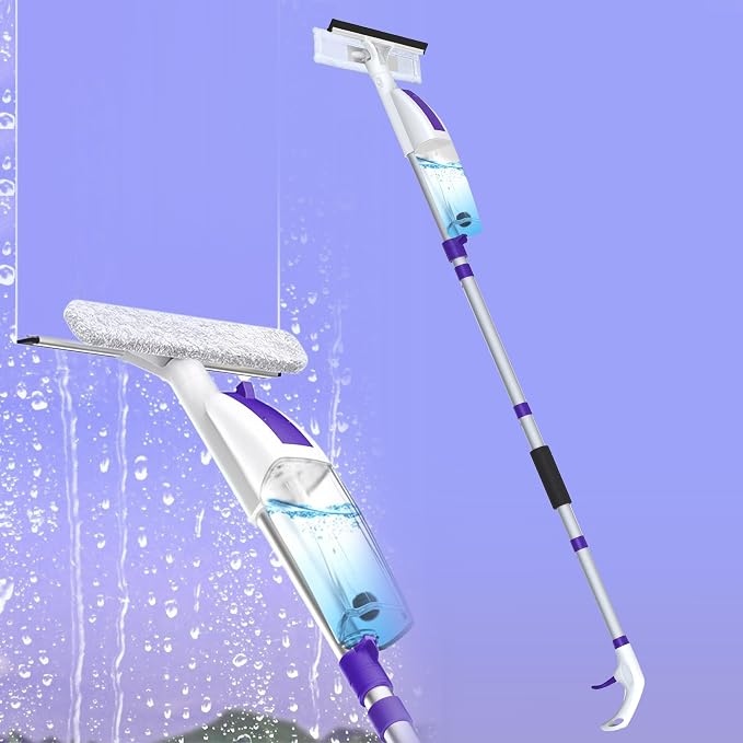Hisucbetter 3-in-1 Window Squeegee Cleaning Kit – 60" Extension Pole, Spray Bottle and Microfiber Pads - Home products with | Sold by Uncle Wiener's Wholesale