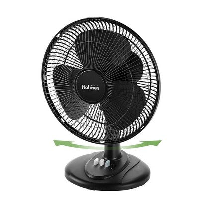 Holmes 12&34; Oscillating 3 Speed Adjustable Table Fan with Push Button Controls - with Dimensions (Overall): 18.5 Inches (H) x 13.39 Inches (W) x 9.84 Inches (D) | Sold by Uncle Wiener's Wholesale