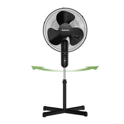 Holmes 16" Oscillating 3 Speed Manual Stand Fan Black - with Dimensions (Overall): 59.06 Inches (H) x 24.8 Inches (W) x 24.8 Inches (D) | Sold by Uncle Wiener's Wholesale