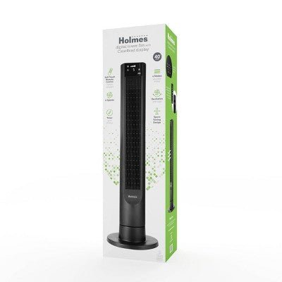 Holmes 40" Oscillating Digital Tower Fan with Clear Read Display - with <B>Dimensions (Overall):</B> 40 Inches (H) x 11.65 Inches (W) x 11.65 Inches (D) | Sold by Uncle Wiener's Wholesale