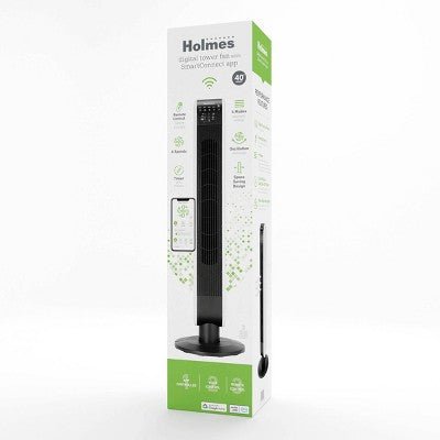 Holmes 40" Oscillating Wi - Fi connect Designer Series Tower Fan - with Dimensions (Overall): 40 Inches (H) x 11.81 Inches (W) x 11.81 Inches (D) | Sold by Uncle Wiener's Wholesale