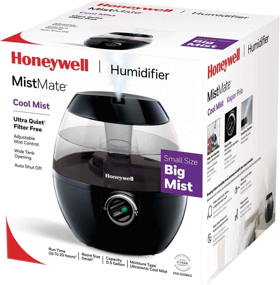 Honeywell HUL520B Mistmate Cool Mist Humidifier Black With Easy Fill Tank & Auto Shut - Off, For Small Room, Bedroom, Baby Room, Office - with Black | Sold by Uncle Wiener's Wholesale