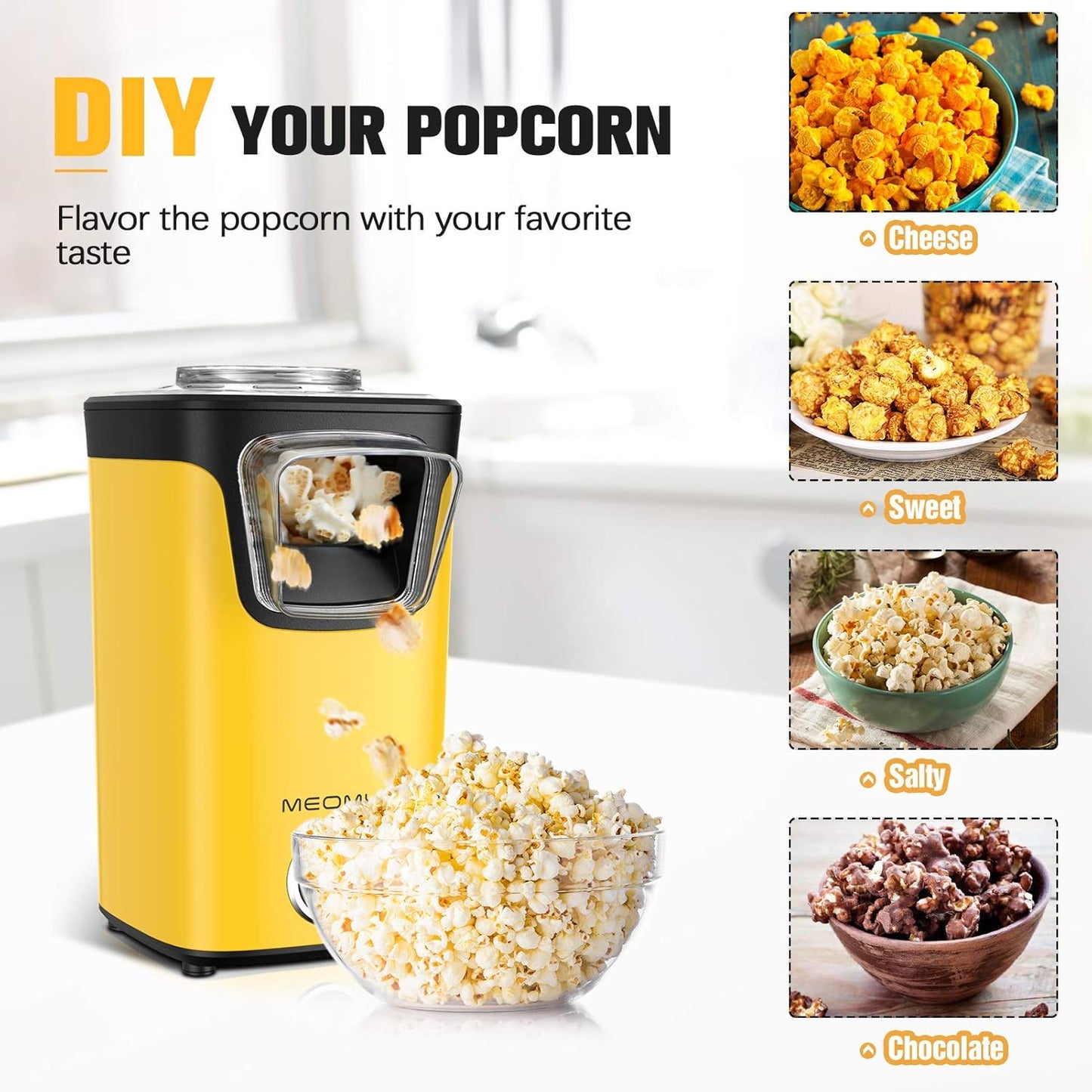 Hot Air Popcorn Maker Electric Oil Free Popcorn Machine with Measuring Cup BMH0601A - with | Sold by Uncle Wiener's Wholesale