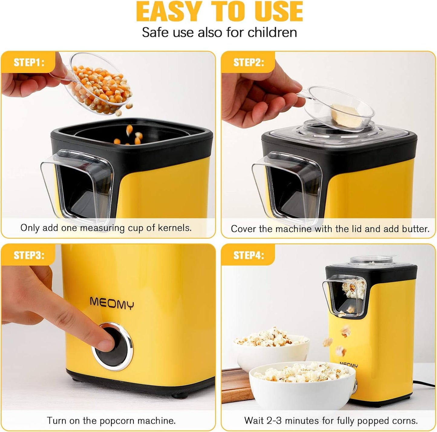 Hot Air Popcorn Maker Electric Oil Free Popcorn Machine with Measuring Cup BMH0601A - with | Sold by Uncle Wiener's Wholesale