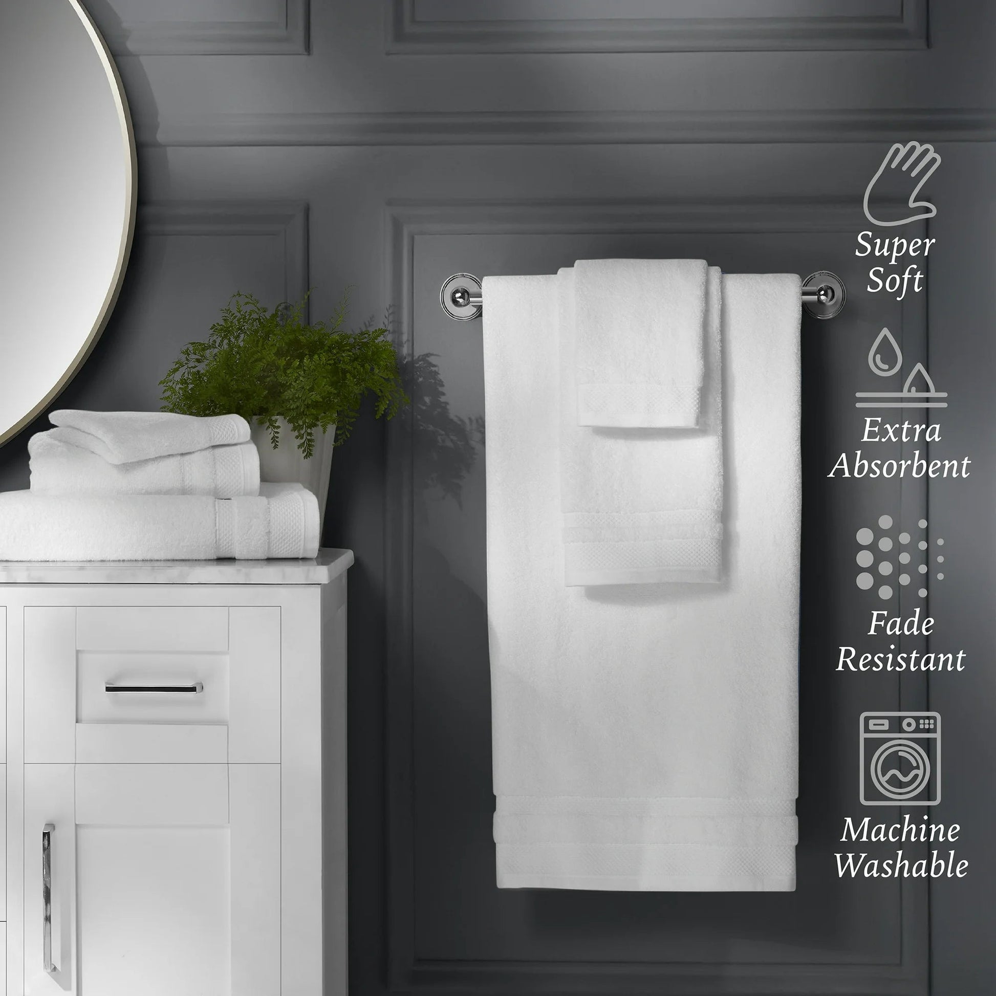 Hotel Style 6 - Piece Cotton Bath Towel Set – Arctic White Luxury Towels 809407186252 - with | Sold by Uncle Wiener's Wholesale