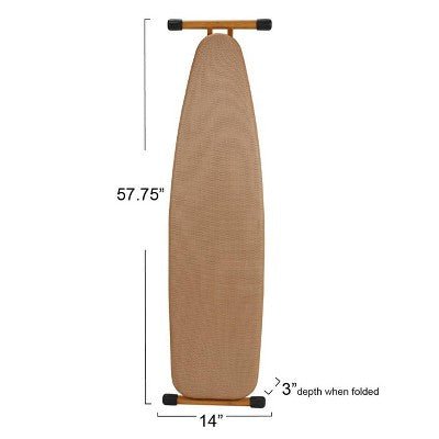 Household Essentials Bamboo Leg Ironing Board 4 - Leg Tan FiberTech Cover: Collapsible Metal, 54" x 14", Beige - with Dimensions (Overall): 54 Inches (L), 37 Inches (H) x 14 Inches (W) | Sold by Uncle Wiener's Wholesale