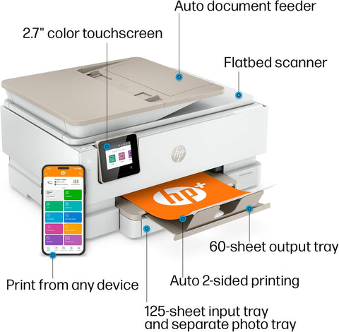 HP ENVY Inspire 7900e Wireless Color Inkjet Printer, Print, scan, copy, Easy setup, Mobile printing, Best - for home, 3 month Instant Ink trial included, White, no charging cord, used - with | Sold by Uncle Wiener's Wholesale
