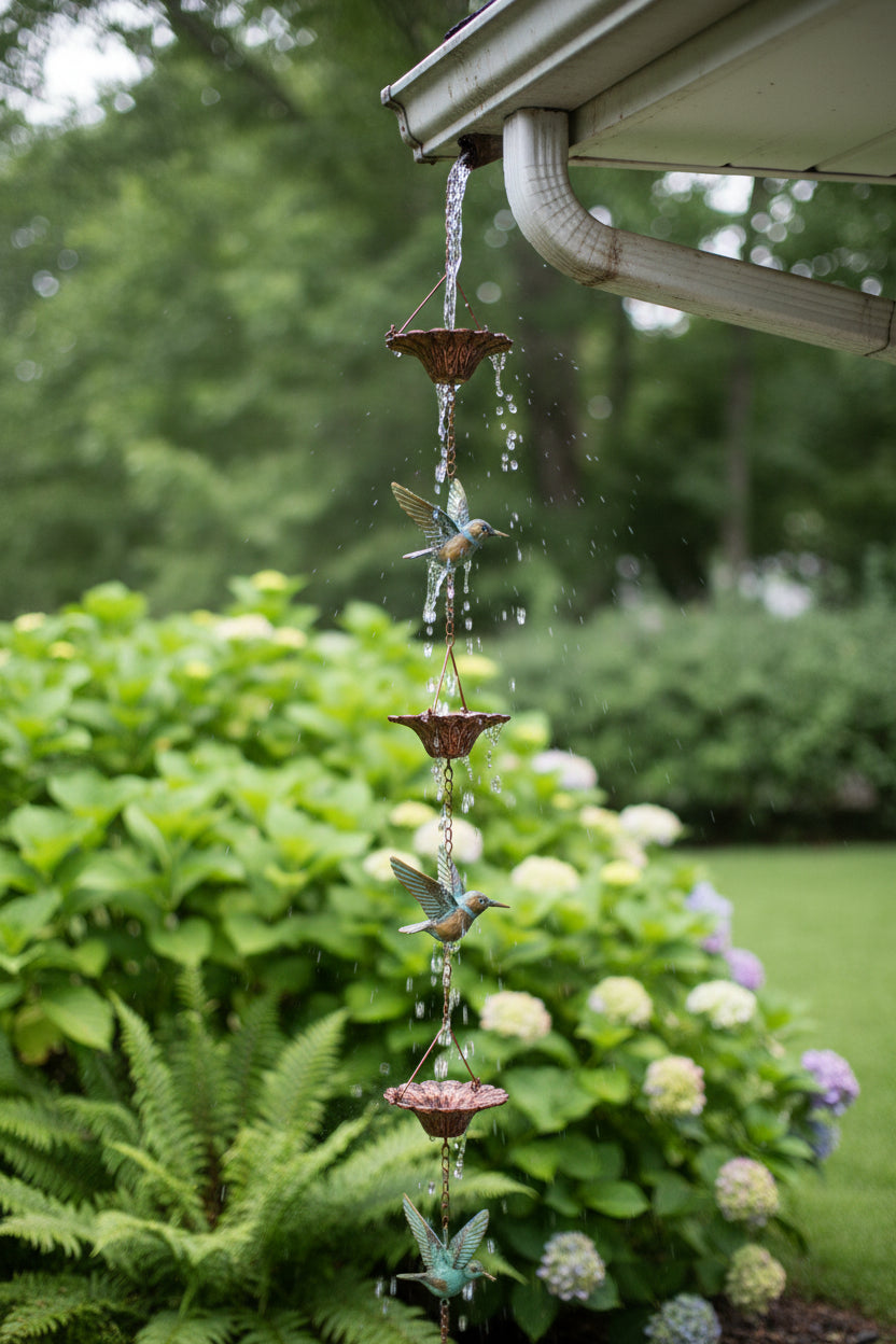 Hummingbird Rain Chain 54.75″ Long – Metal Outdoor Rain Catcher for Garden & Patio G5976 - with | Sold by Uncle Wiener's Wholesale