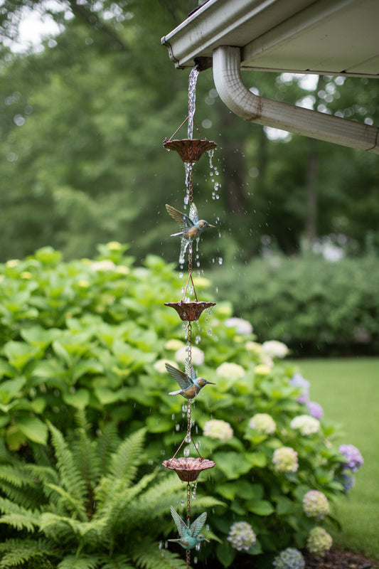 Hummingbird Rain Chain 54.75″ Long – Metal Outdoor Rain Catcher for Garden & Patio G5976 - with | Sold by Uncle Wiener's Wholesale