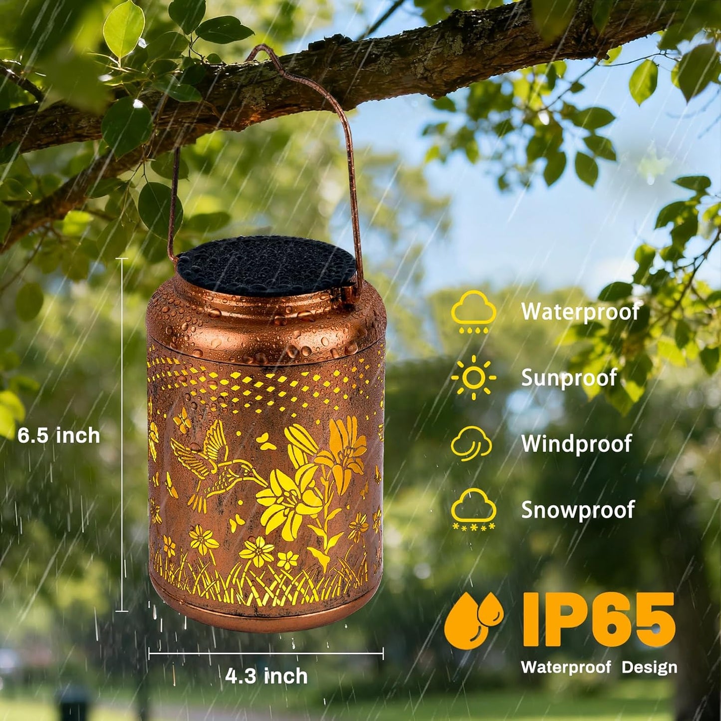 Hummingbird Solar Lanterns Outdoor Waterproof Garden Solar Lights Decorative Hanging HBSOL1 - with | Sold by Uncle Wiener's Wholesale