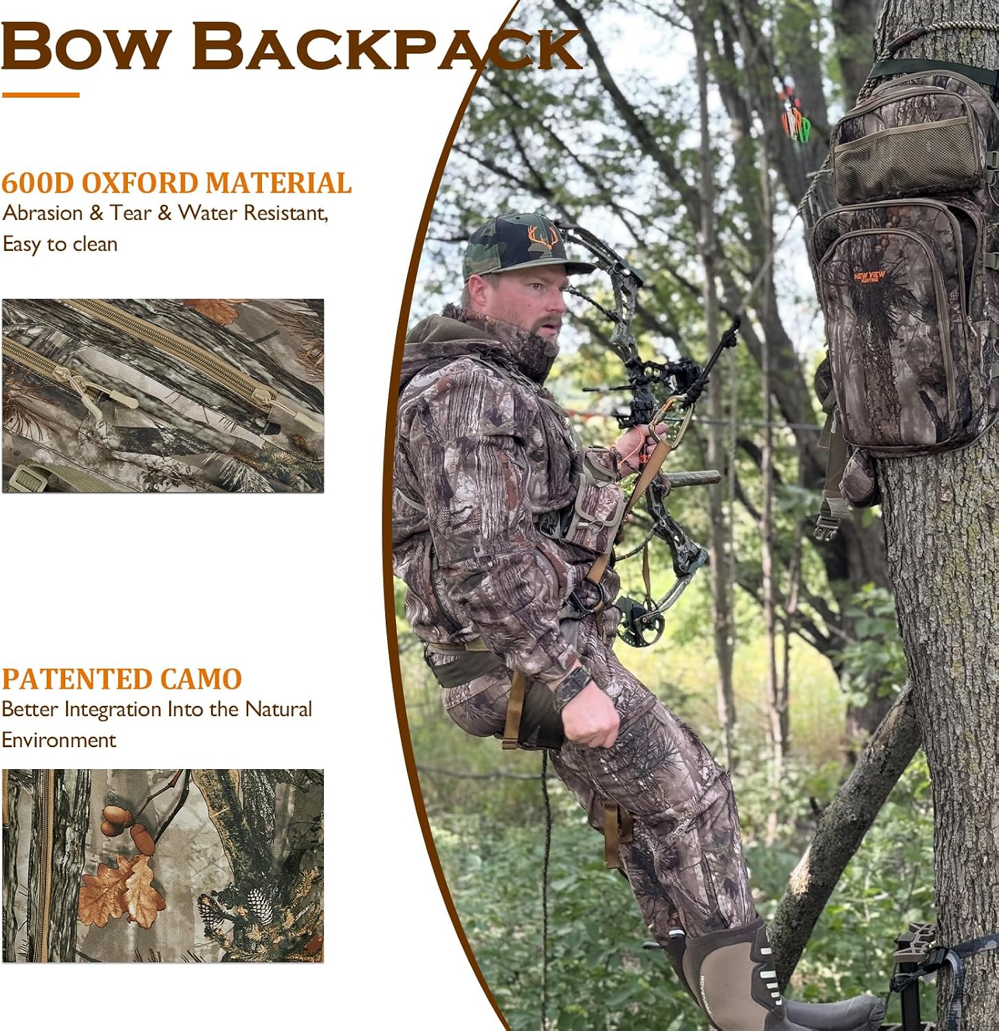 Hunting Backpack with Rifle Bow Holder – Waterproof 45L Camo Hunting Pack with Adjustable Shoulder Straps, Gear Storage & Rain Cover - Camping Gear with | Sold by Uncle Wiener's Wholesale