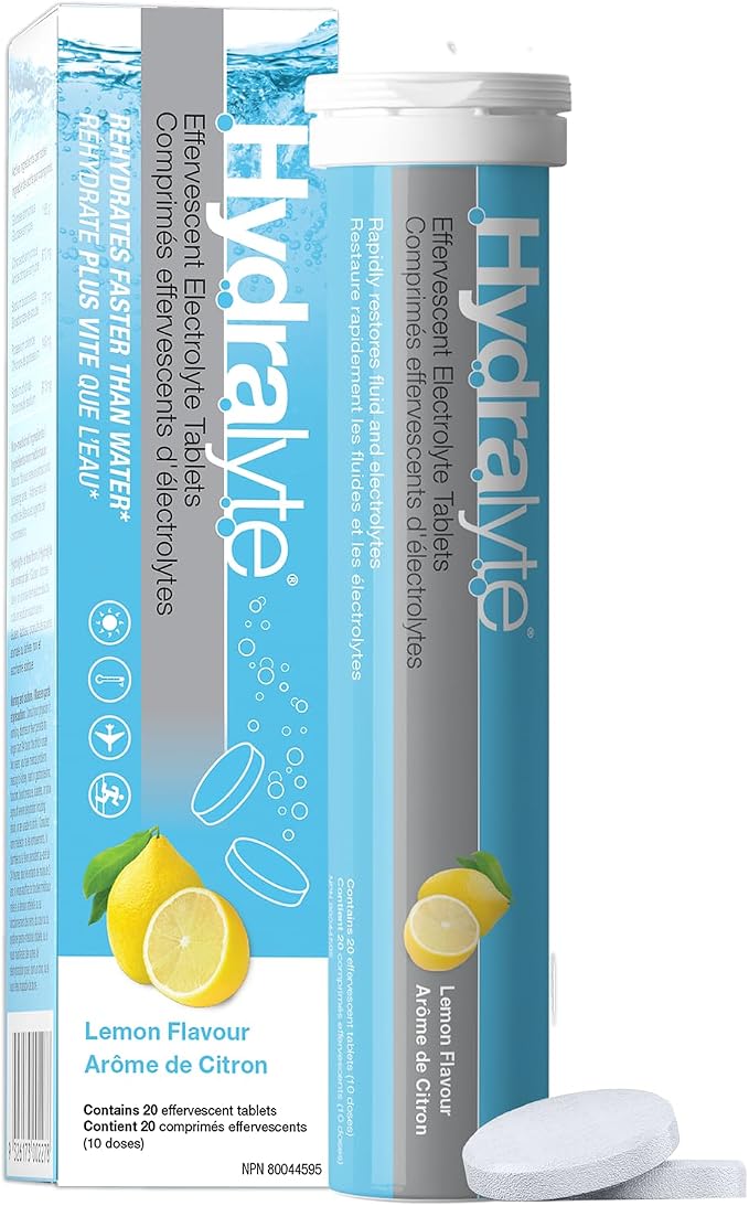 Hydralyte Effervescent Electrolyte Tablets – Low Sugar Hydration Tablets, 20 Count/ 40 Count - Snack with Lemonade 20 Count | Sold by Uncle Wiener's Wholesale