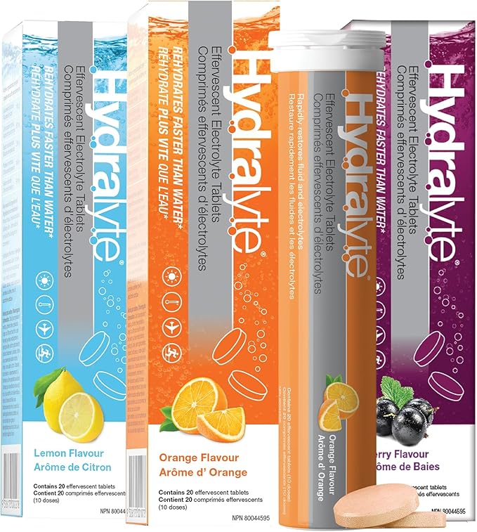 Hydralyte Effervescent Electrolyte Tablets – Low Sugar Hydration Tablets, 20 Count/ 40 Count - Snack with Variety Flavoured 60 Count | Sold by Uncle Wiener's Wholesale
