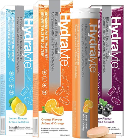 Hydralyte Effervescent Electrolyte Tablets – Low Sugar Hydration Tablets, 20 Count/ 40 Count - Snack with Variety Flavoured 60 Count | Sold by Uncle Wiener's Wholesale