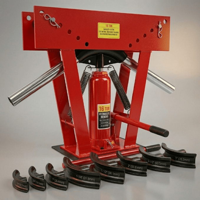 Hydraulic Pipe & Tubing Bender – 12 & 16 Ton with 6 & 8 Dies | Heavy - Duty Exhaust Bender - General Equipment with 16 TON | Sold by Uncle Wiener's Wholesale