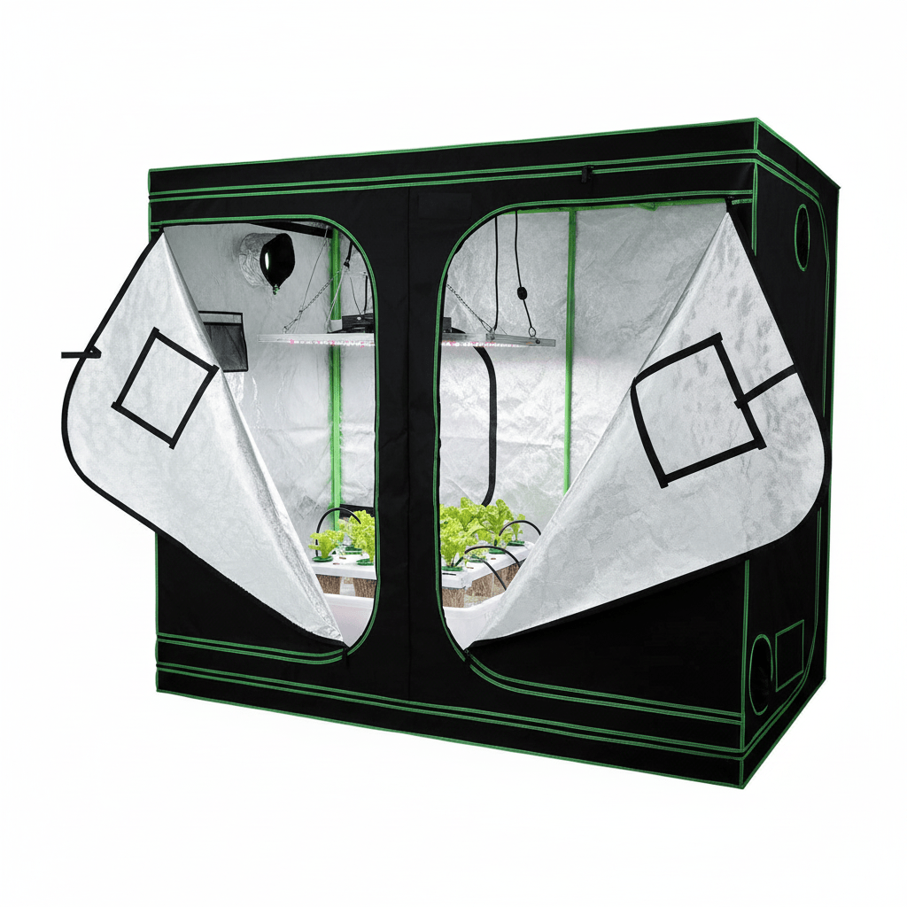 Hydroponic Indoor Grow Tent with Floor Tray | Complete Hydroponics Growing System - Camping Gear with 98″X48″X80″ (240X120X200CM) | Sold by Uncle Wiener's Wholesale