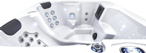 Close-up of hydrotherapy jets system in small spa tub
