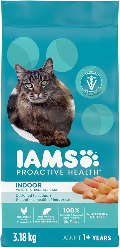 IAMS PROACTIVE HEALTH Indoor Weight and Hairball Care Dry Cat Food 3.18kg Chicken and Turkey - with | Sold by Uncle Wiener's Wholesale