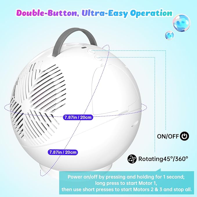 IFLOVE 360° Rotating Bubble Machine for Kids – Automatic LED Bubble Blower with 3 Bubble Wands, Rechargeable Spherical - Toys with | Sold by Uncle Wiener's Wholesale