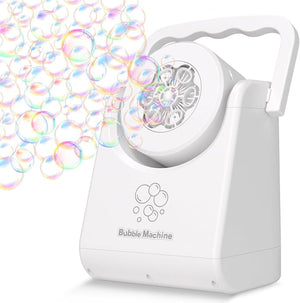 IFLOVE Automatic Bubble Machine for Kids – Portable Adjustable-Angle Bubble Blower with 3 Bubble Wands, Rechargeable