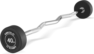 Fixed EZ Curl Barbell Set 20–130LB Preloaded Weight Bar Home Gym Strength Training CBBSET