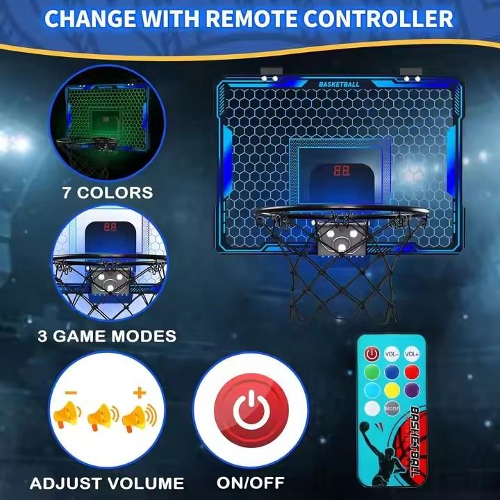Indoor Mini Basketball Hoop with LED Scoreboard & Remote YS16891006 - with | Sold by Uncle Wiener's Wholesale