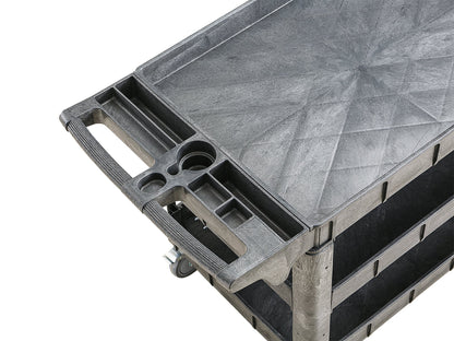 Industrial 2 Layer Polypropylene Service Cart 36 x 24 in Heavy Duty Black TC4101B - with | Sold by Uncle Wiener's Wholesale