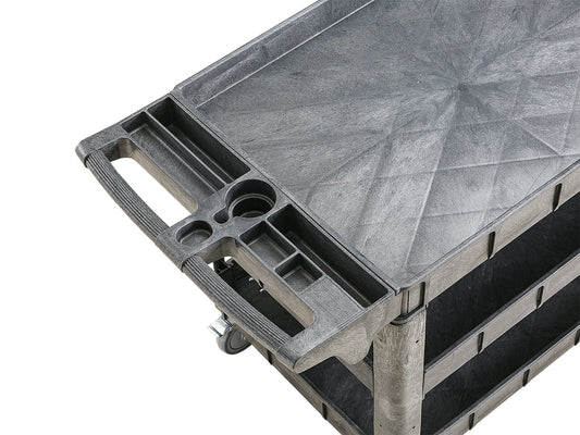 Industrial 2 Layer Polypropylene Service Cart 36 x 24 in Heavy Duty Black TC4101B - with | Sold by Uncle Wiener's Wholesale