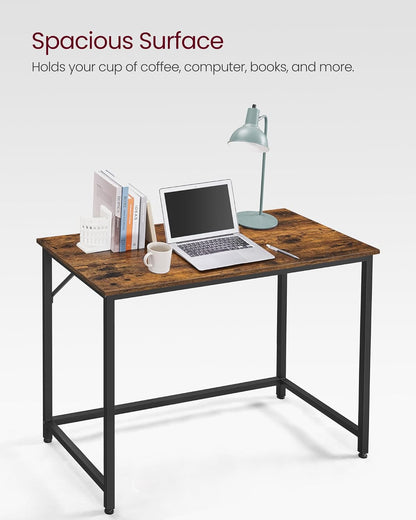 Industrial Computer Desk for Home Office, Writing Desk with Steel Frame, Study Table for Bedroom, Living Room and Workspace 39.4 Inch Rustic Brown and Black LWD41X - with | Sold by Uncle Wiener's Wholesale