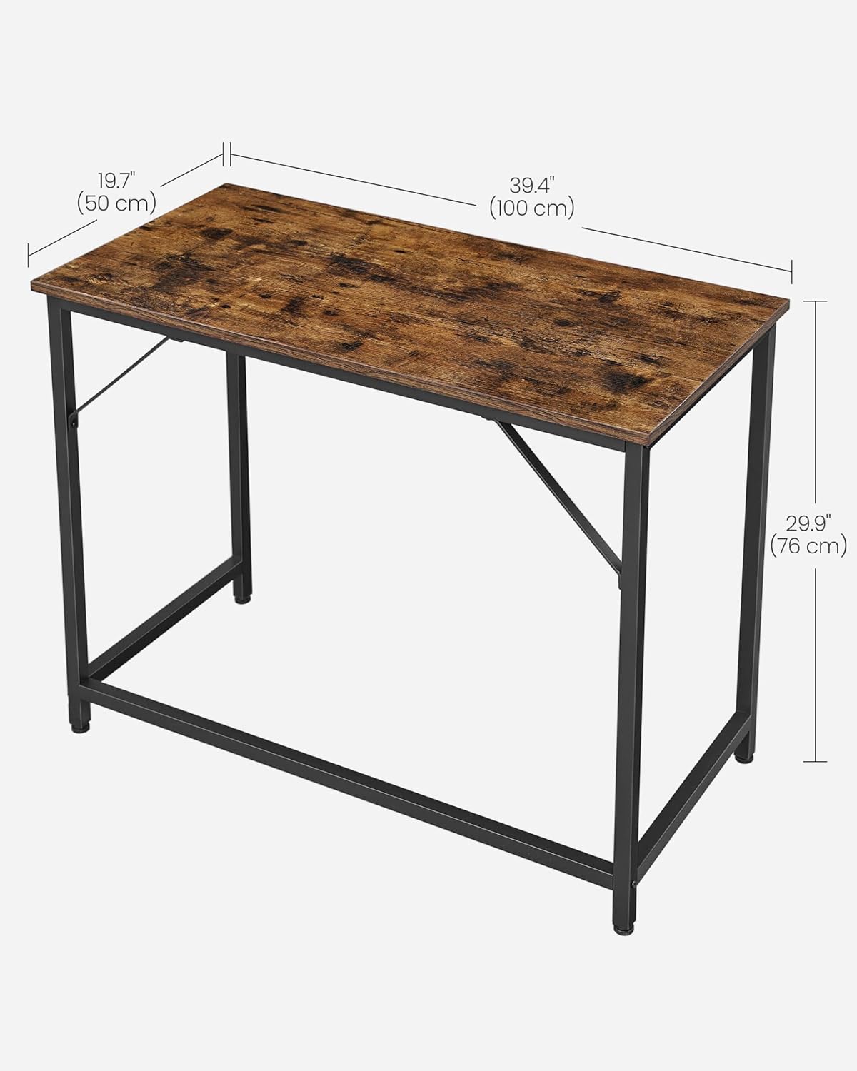 Industrial Computer Desk for Home Office, Writing Desk with Steel Frame, Study Table for Bedroom, Living Room and Workspace 39.4 Inch Rustic Brown and Black LWD41X - with | Sold by Uncle Wiener's Wholesale