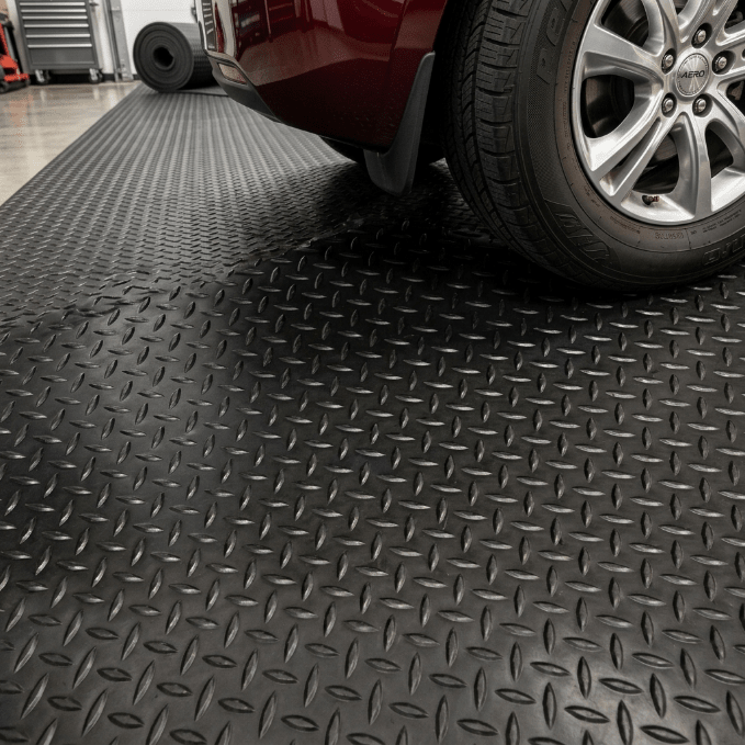 Industrial Grade Diamond Rubber Flooring Rolls – 40 SQFT & 125 SQFT - General Equipment with 4' X 10' RUBBER FLOORING DFR410 | Sold by Uncle Wiener's Wholesale