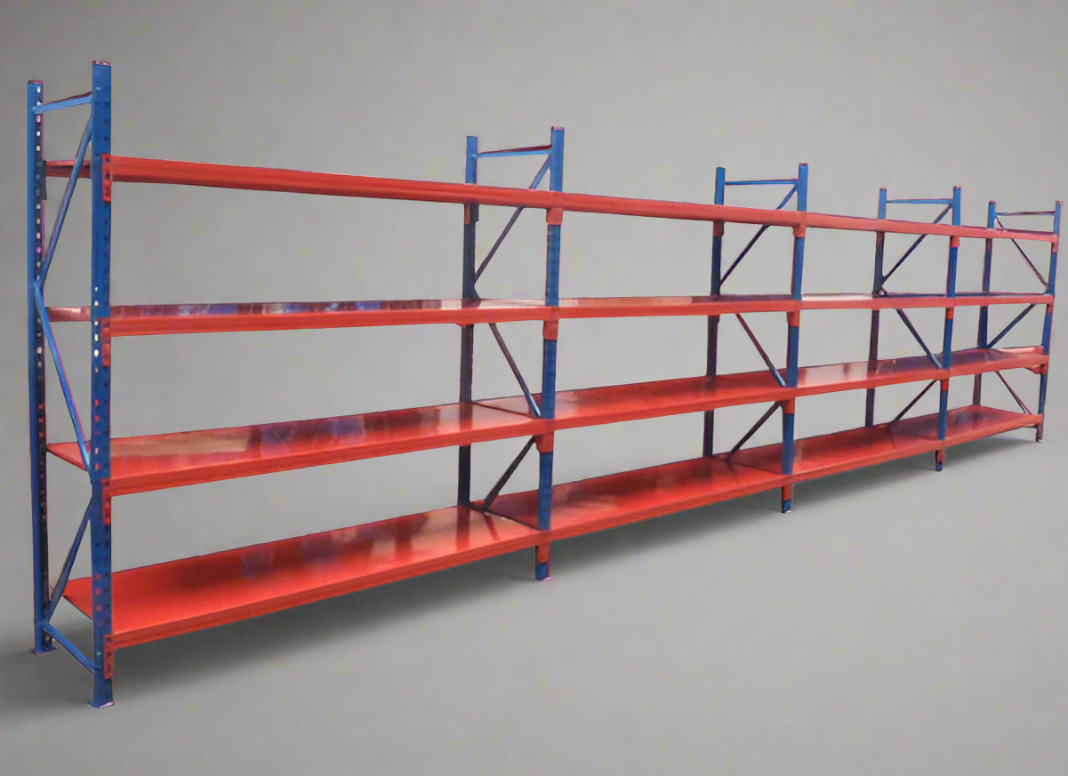 IDR500 Boltless Racking with Orange Shelves

Blue & Red Heavy-Duty Shelving Unit

IDR700 Industrial Steel Storage System

Adjustable Warehouse Racking Beam Set

Upright Frame for Commercial Racking – IDR300