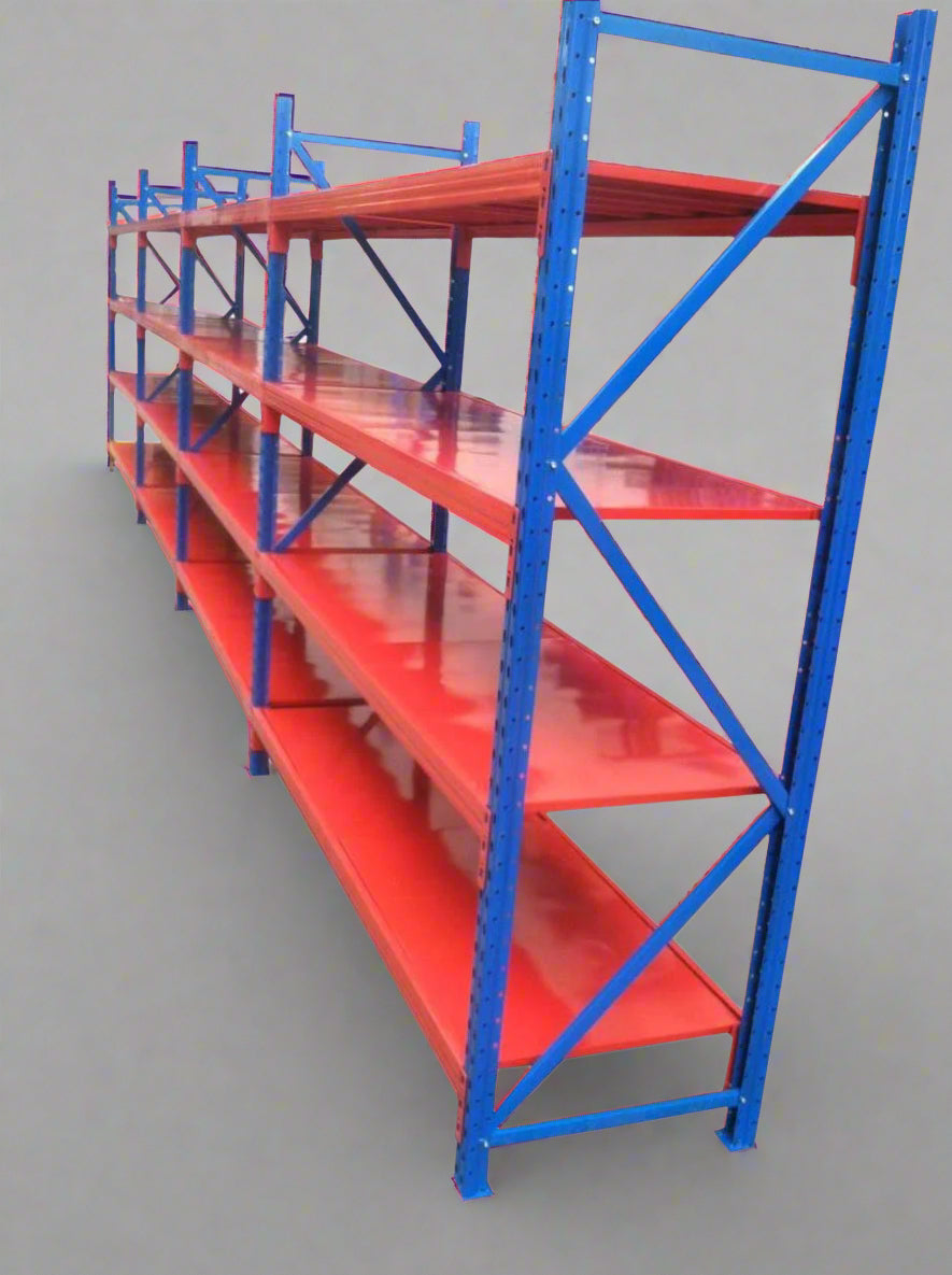IDR500 Boltless Racking with Orange Shelves

Blue & Red Heavy-Duty Shelving Unit

IDR700 Industrial Steel Storage System

Adjustable Warehouse Racking Beam Set

Upright Frame for Commercial Racking – IDR300