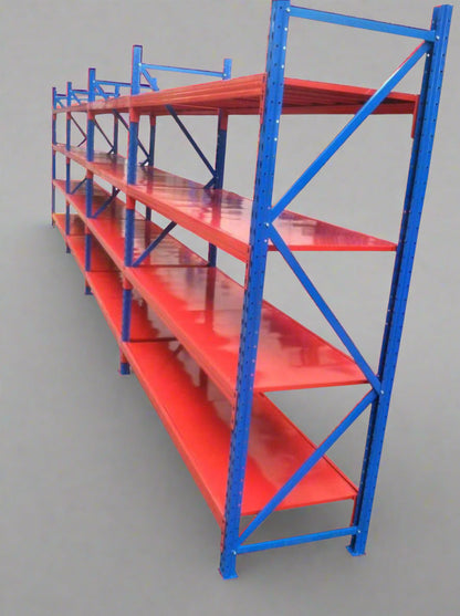 IDR500 Boltless Racking with Orange Shelves

Blue & Red Heavy-Duty Shelving Unit

IDR700 Industrial Steel Storage System

Adjustable Warehouse Racking Beam Set

Upright Frame for Commercial Racking – IDR300